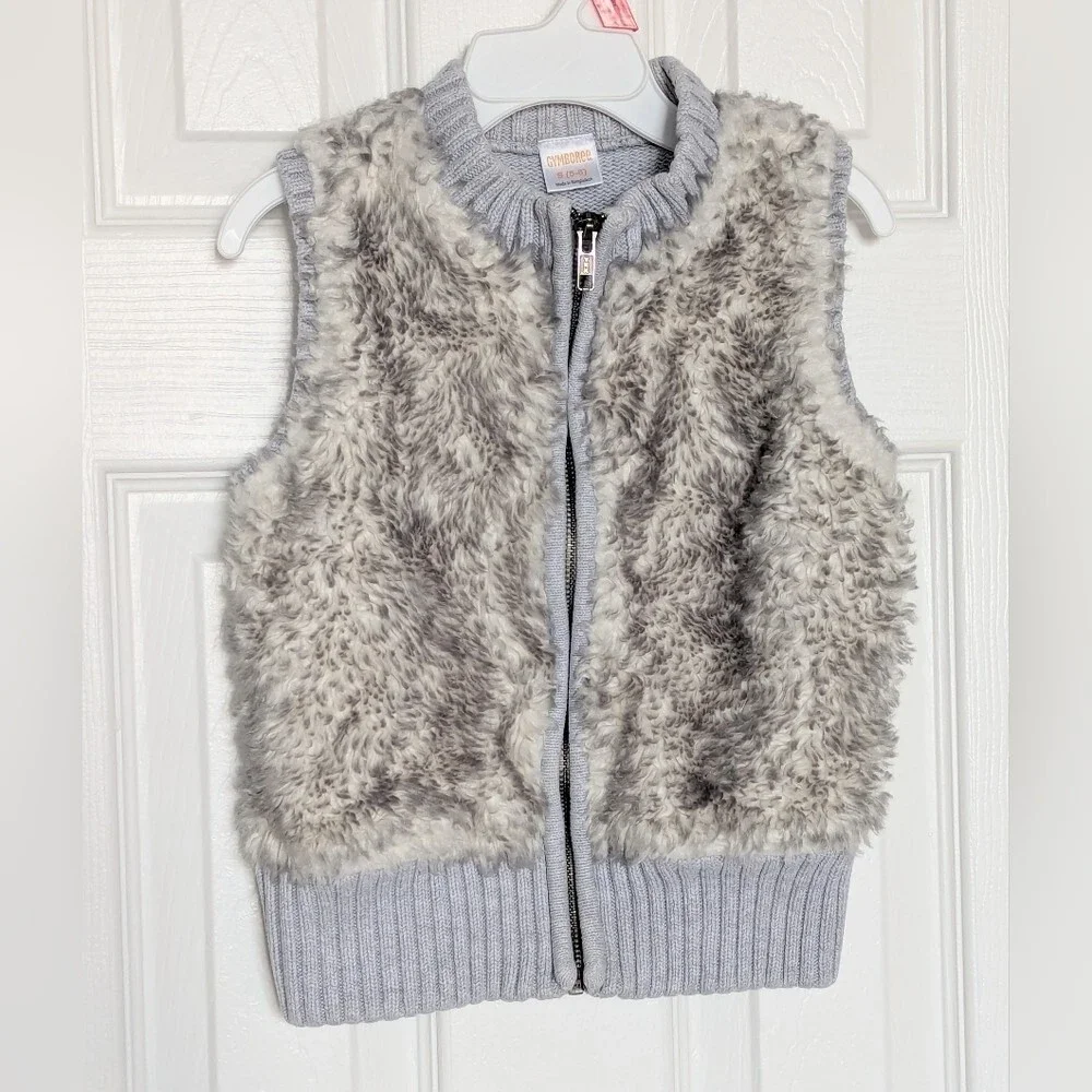 Gymboree Kids' (Size 5-6/Small) Furry Faux-Fur Full Zip-Up Vest